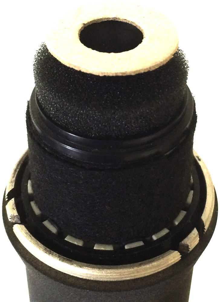 Capsule showing integrated foam plosive filter